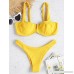 ZAFUL Womens Ribbed Knit Bikini Set with Underwire Spaghetti Strap Two Pieces Swimsuit Bathing Suit Yellow B07MR5YMNG